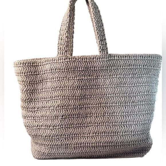 NWT YSL Rive Gauche Embroidered Rafia Tote Bag - Picture 8 of 12